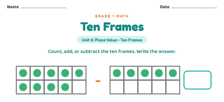 Grade 1 · Ten frames